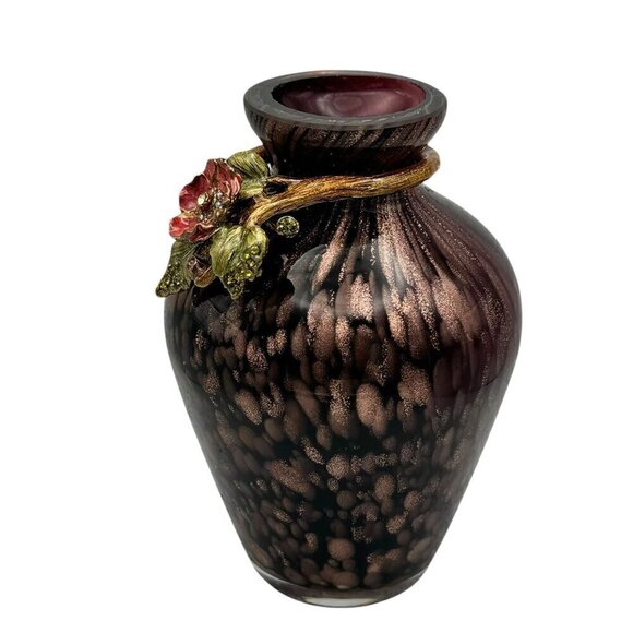 New Jay Strangwater Mini Vase Hand Blown Glass "Ginger Flower" Swarovski Crystal - Picture 3 of 9